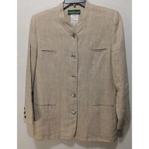 Harve Benard Linen Blazer Jacket Women's Size 14 Neutral Career